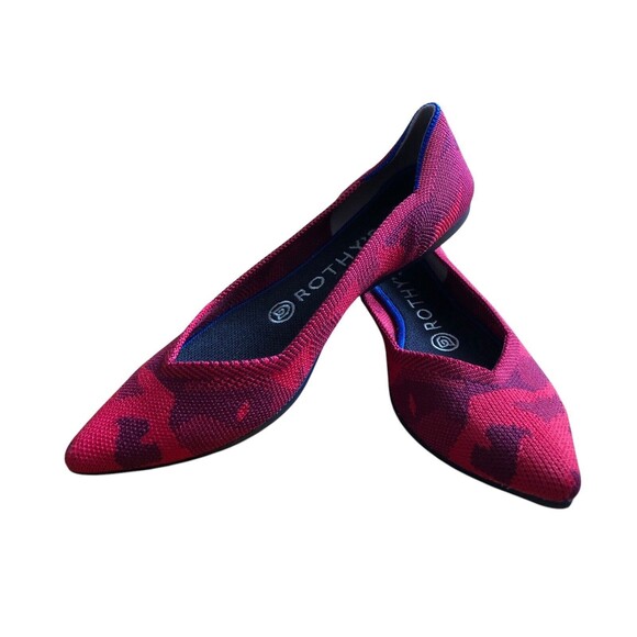 Rothys Red Camo The Point Flats Shoes Womens 6.5 Rare Pointed Ballet Camouflage - Picture 5 of 7